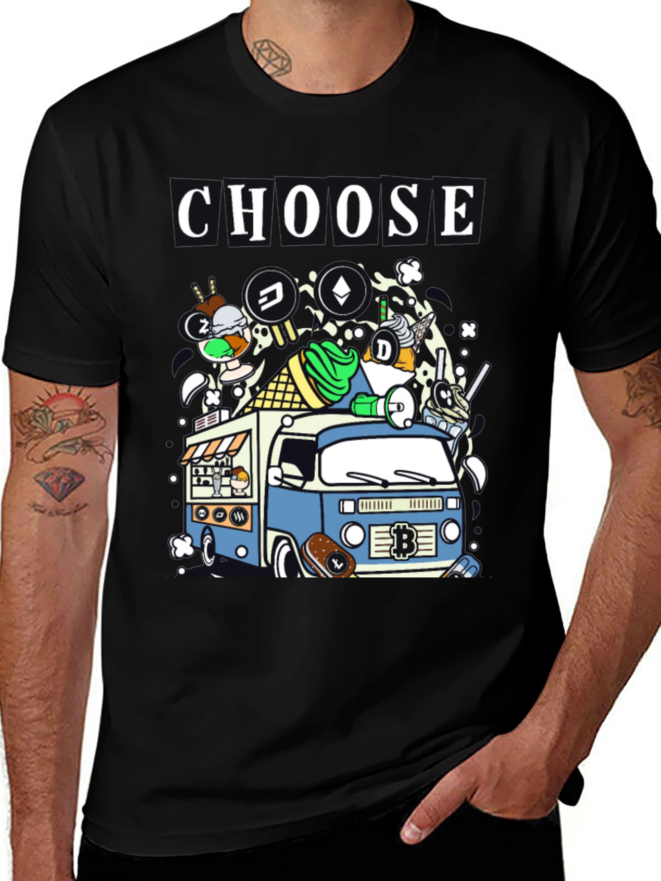Choose Crypto Ice Cream Truck T-Shirt