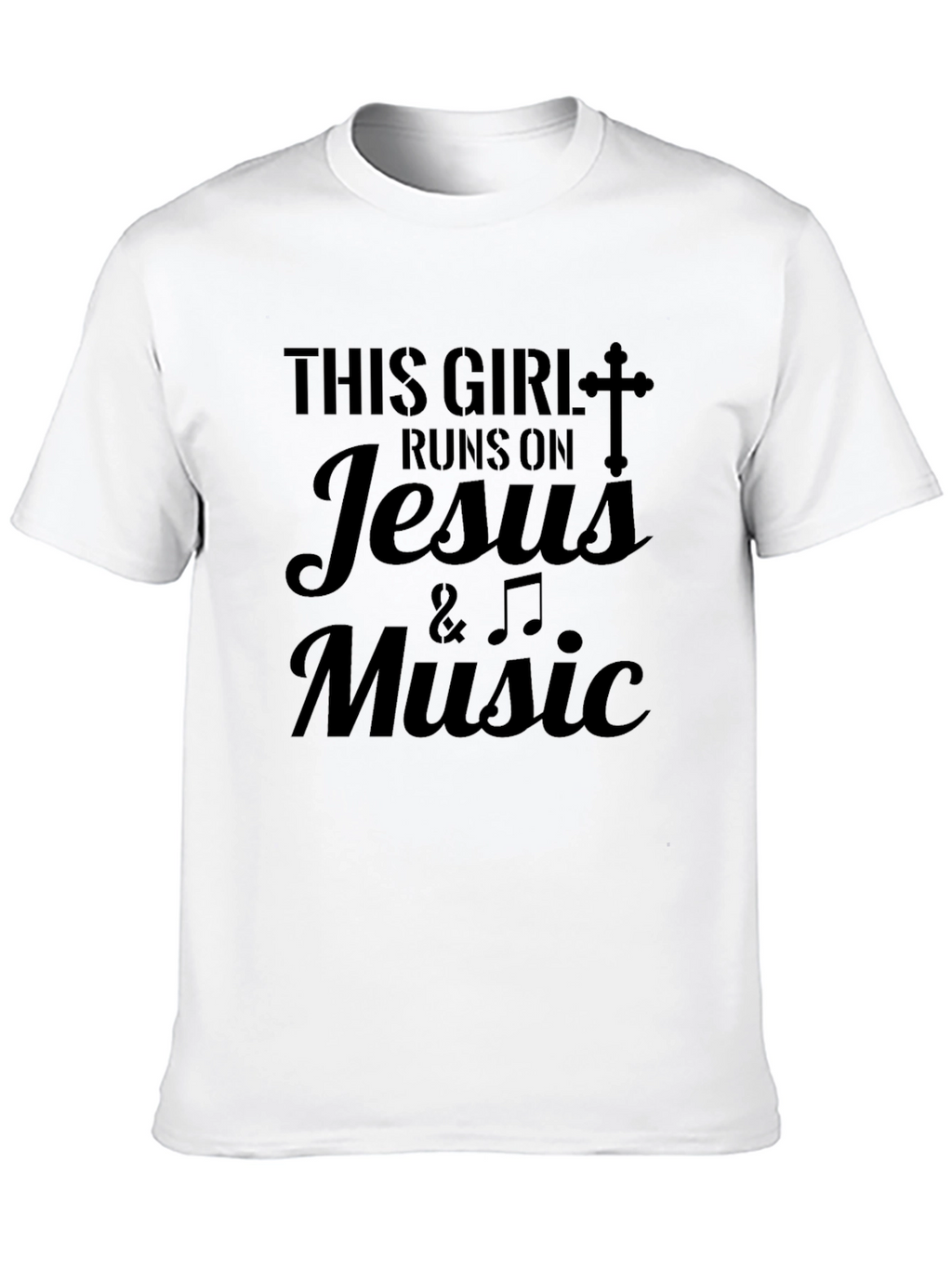 This Girl Runs on Jesus & Music Black T-Shirt