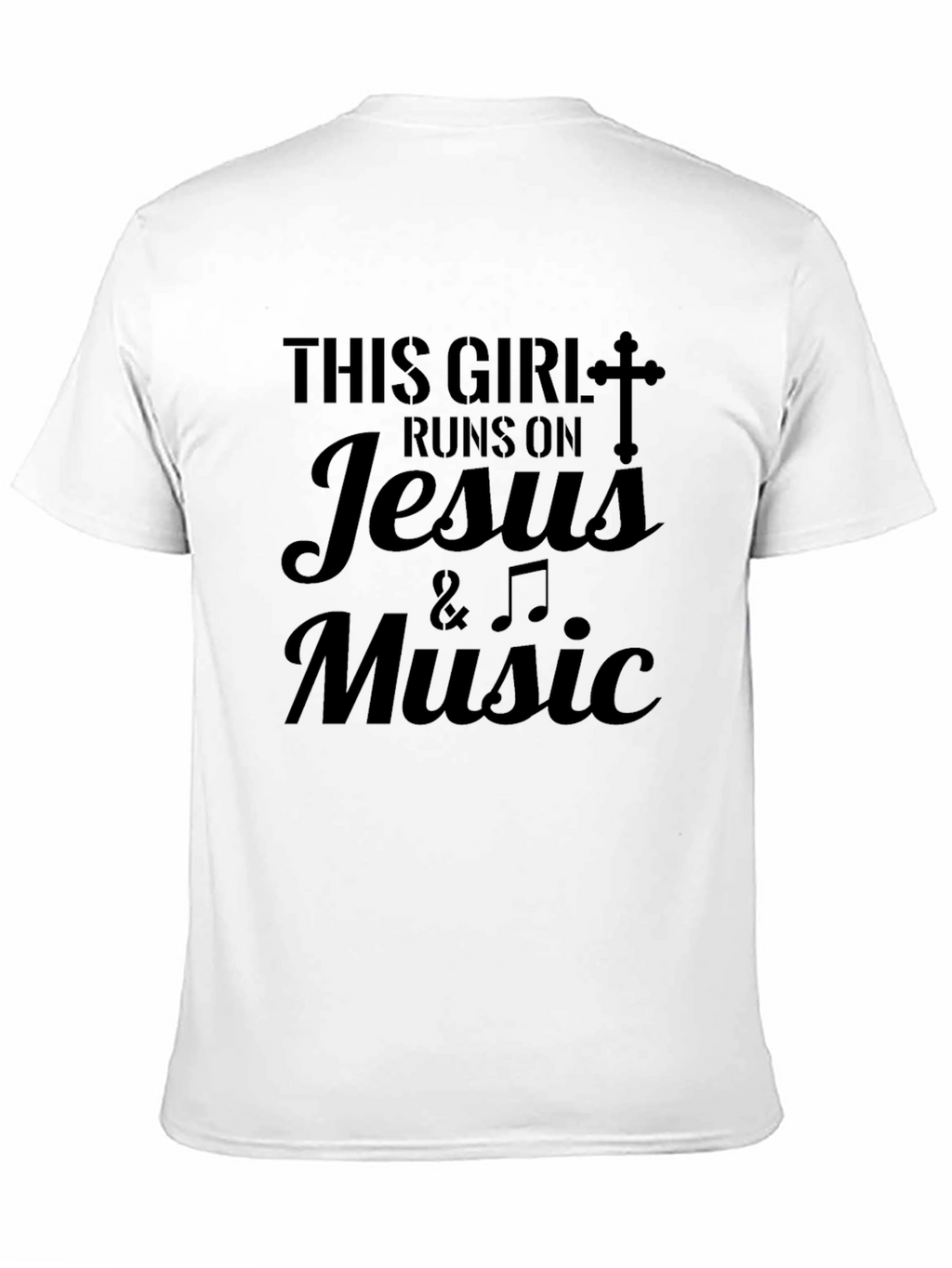 This Girl Runs on Jesus & Music Black T-Shirt