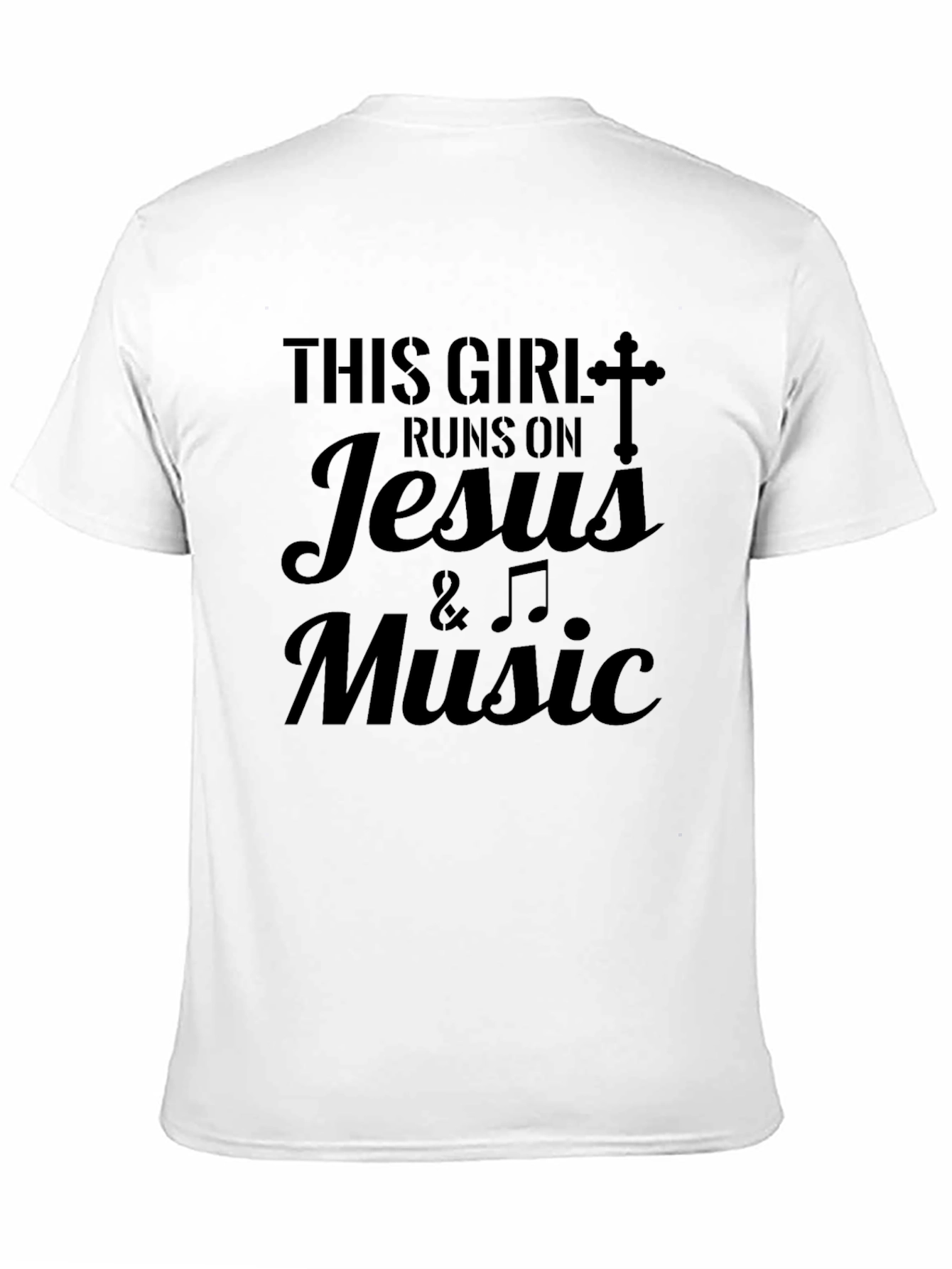 This Girl Runs on Jesus & Music Black T-Shirt