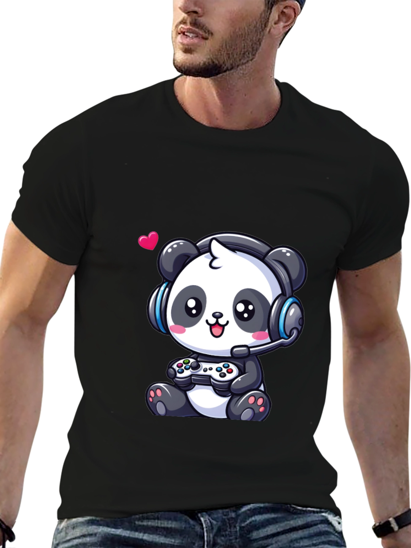 Gamer Panda T-Shirt - Cute Gaming Design