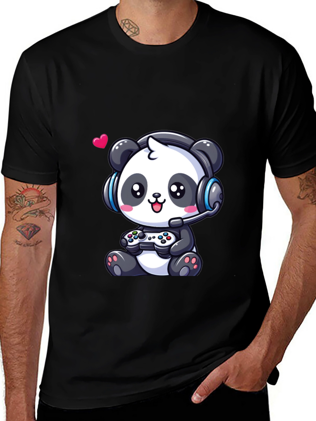 Gamer Panda T-Shirt - Cute Gaming Design