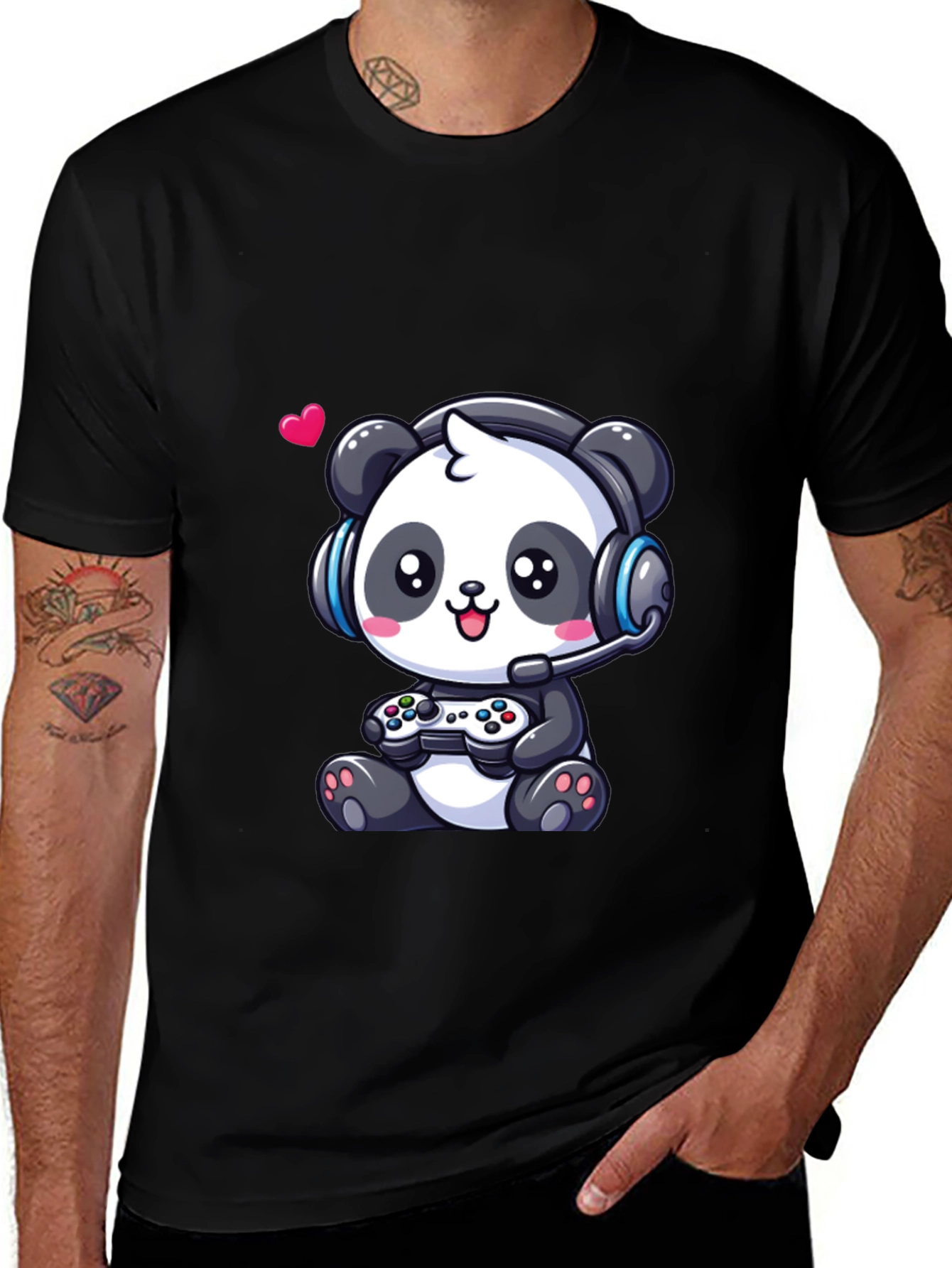 Gamer Panda T-Shirt - Cute Gaming Design