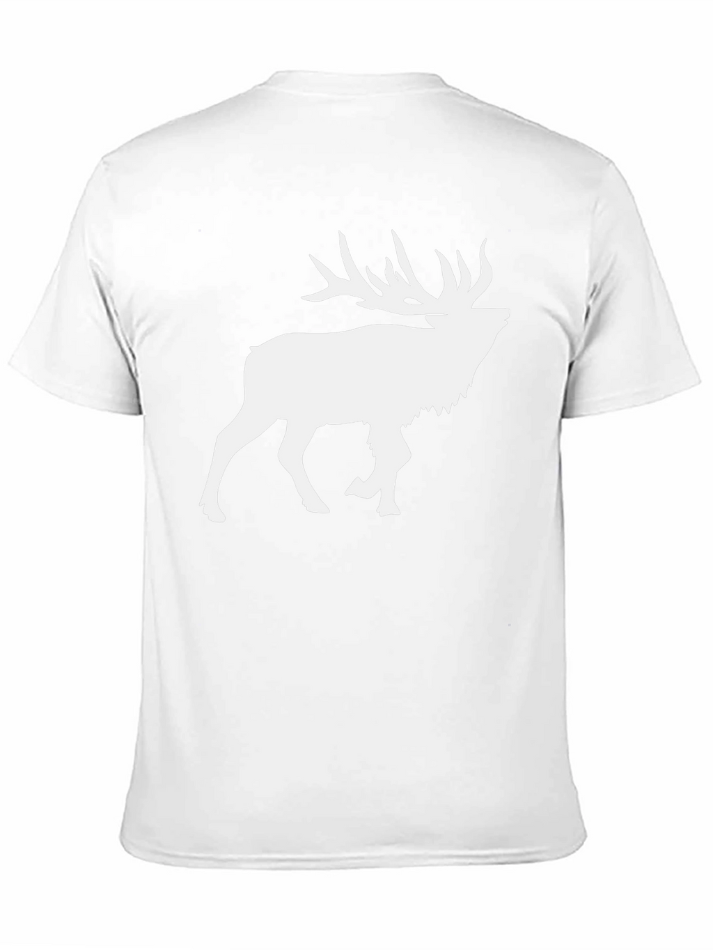 Mens Black T-Shirt with White Elk Graphic