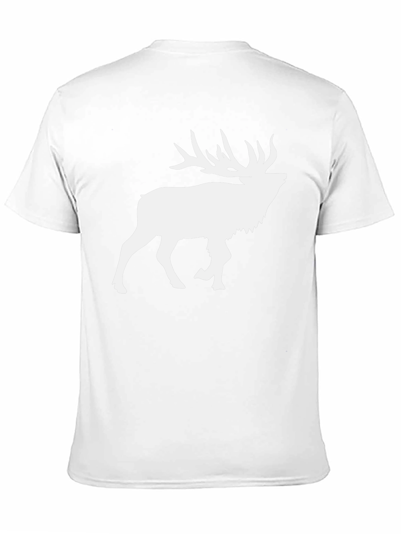 Mens Black T-Shirt with White Elk Graphic