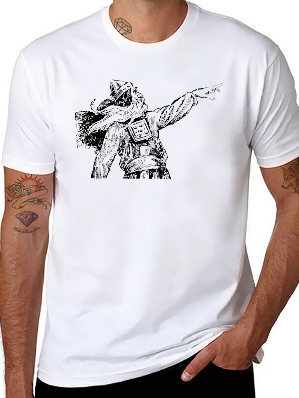 Black T-Shirt with Viking Graphic