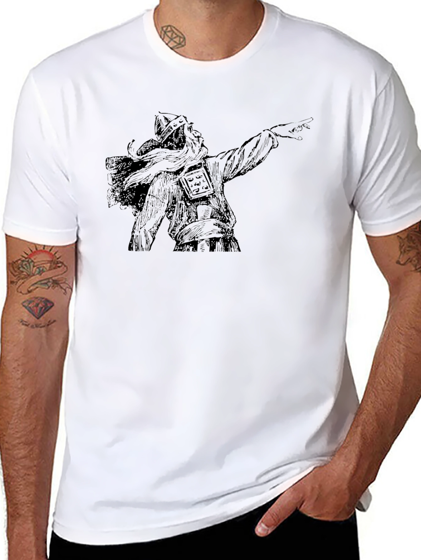 Black T-Shirt with Viking Graphic