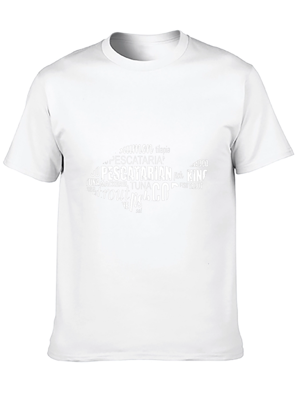 Pescatarian Fish Word Art T-Shirt - Black