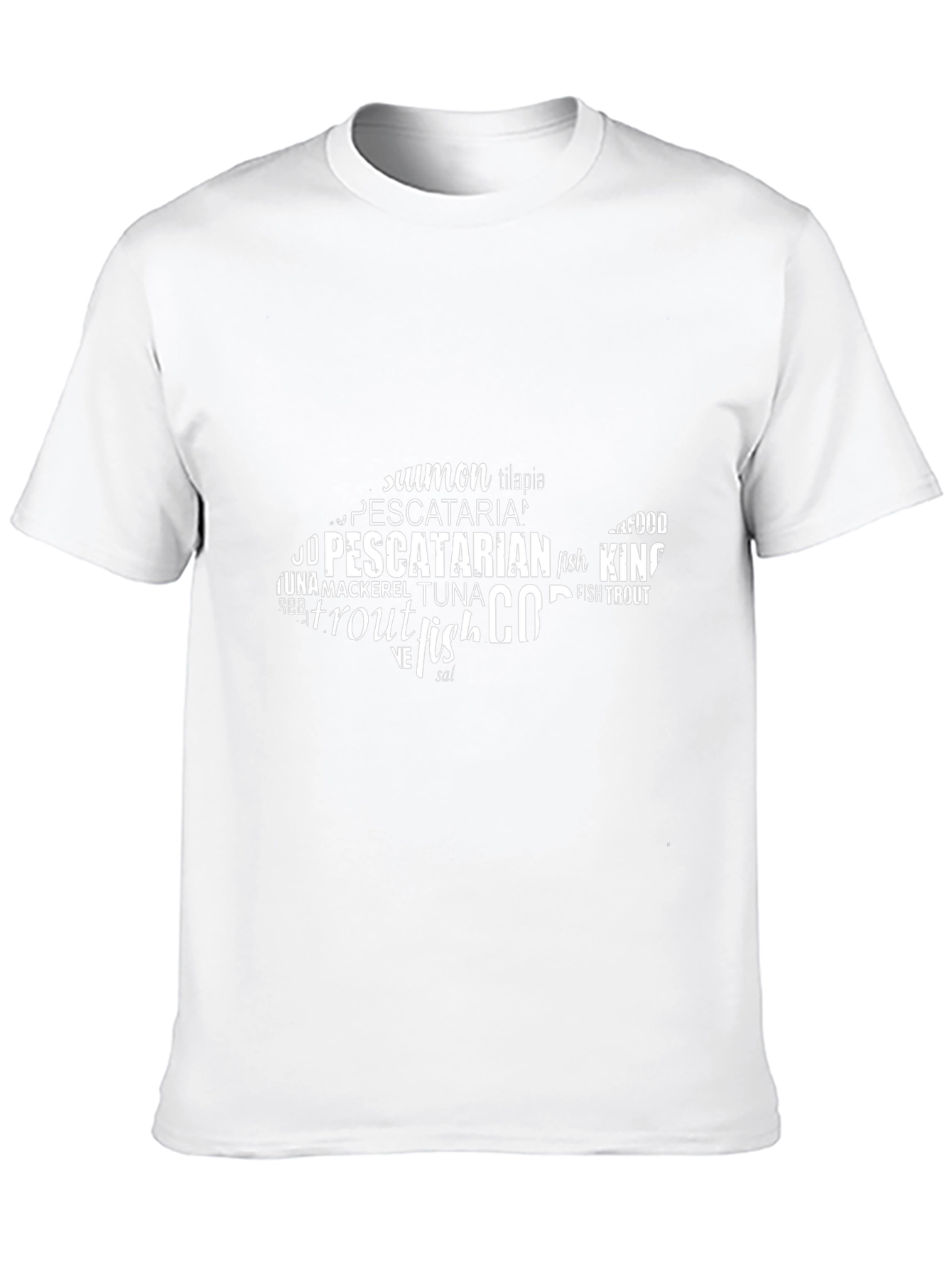 Pescatarian Fish Word Art T-Shirt - Black