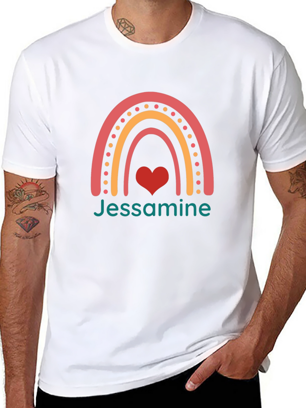 Jessamine Rainbow Heart Black T-Shirt