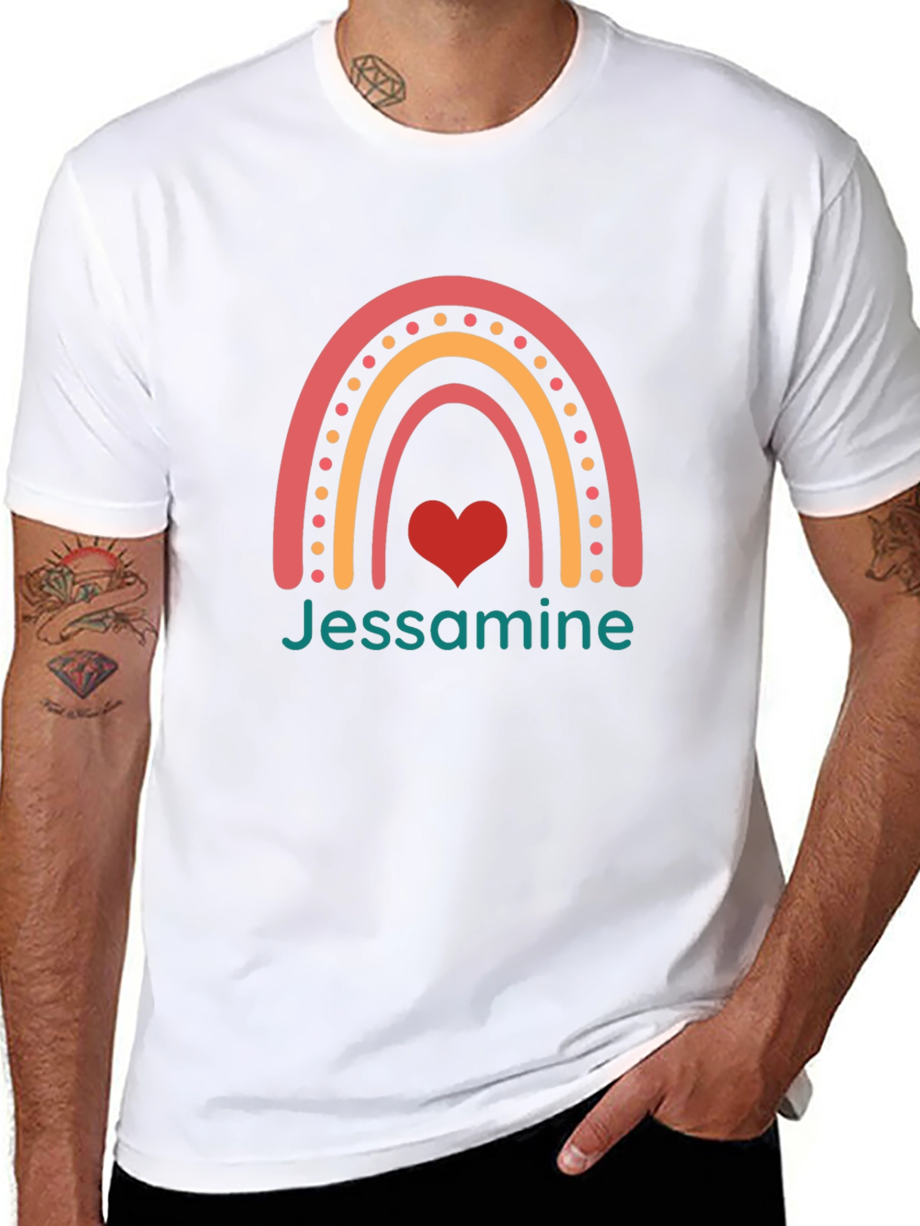 Jessamine Rainbow Heart Black T-Shirt