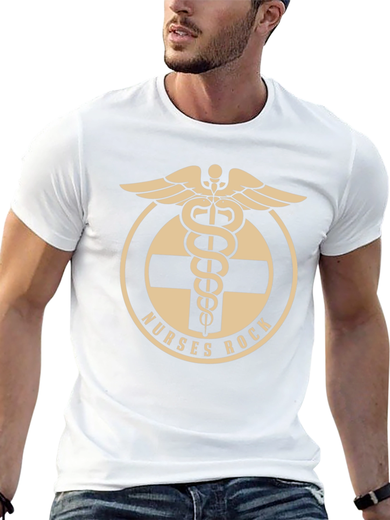 Nurses Rock Caduceus Symbol Graphic Tee