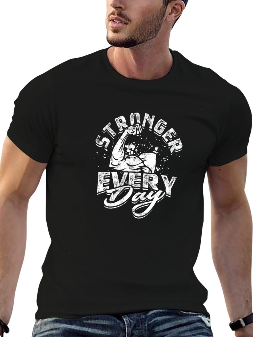 Stronger Every Day Graphic Tee - Black Casual T-Shirt