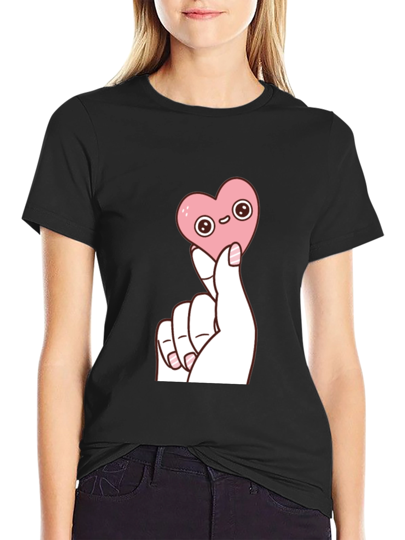 Kawaii Heart Graphic T-Shirt - Trendy Cute Top