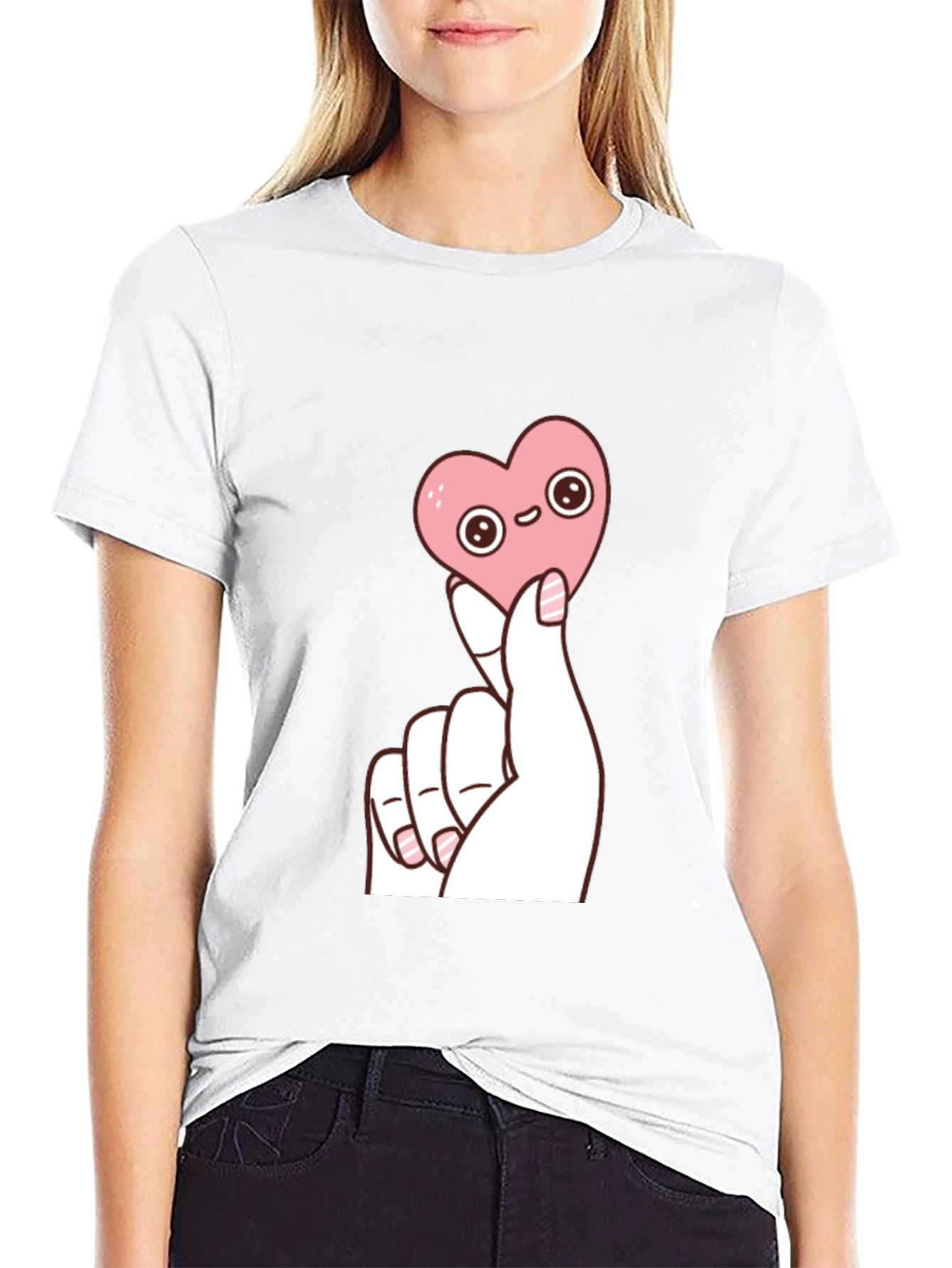 Kawaii Heart Graphic T-Shirt - Trendy Cute Top