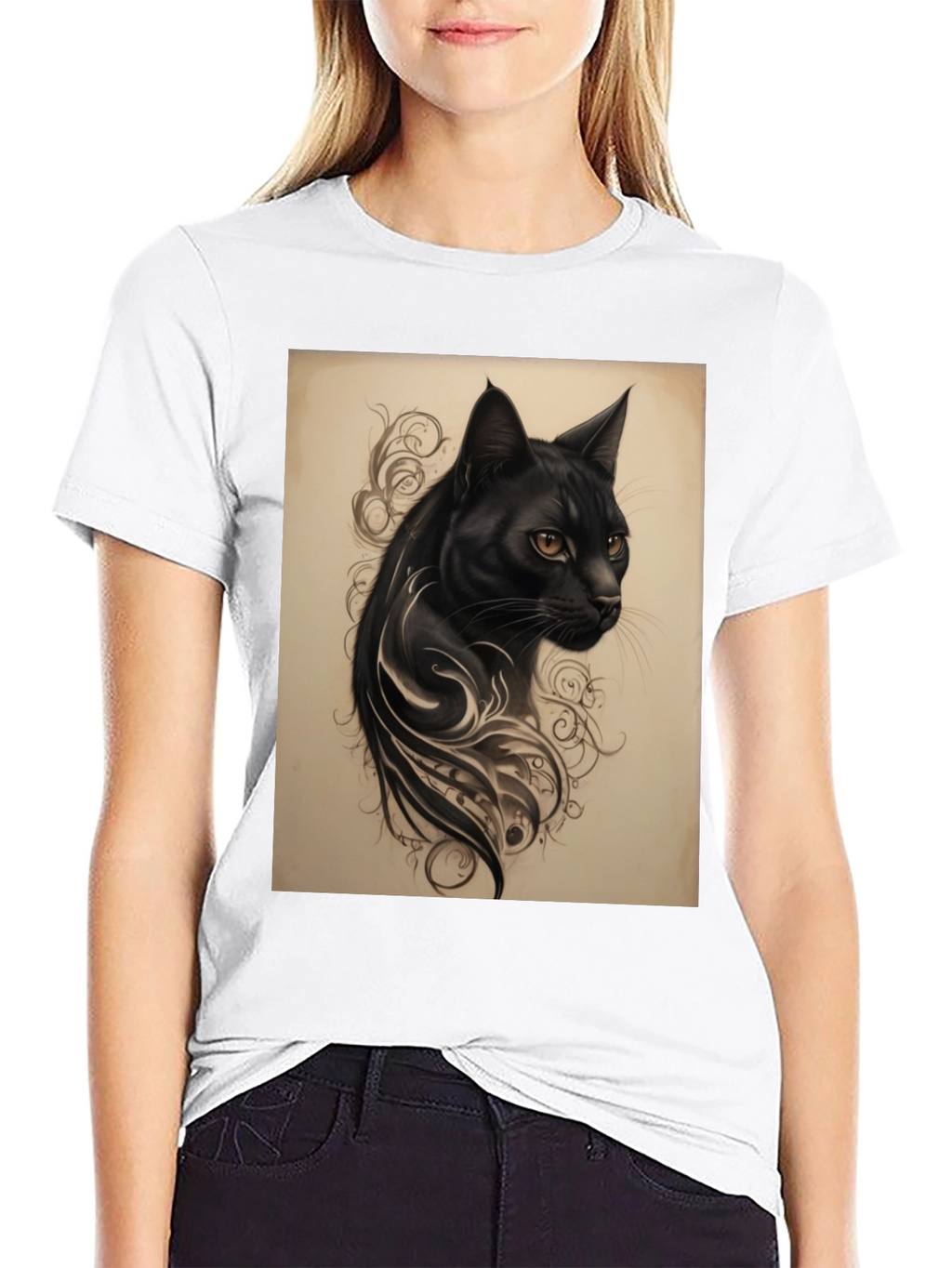Black Cat Tattoo Graphic Tee - Mens