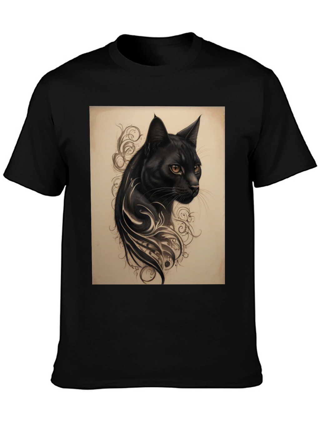 Black Cat Tattoo Graphic Tee - Mens