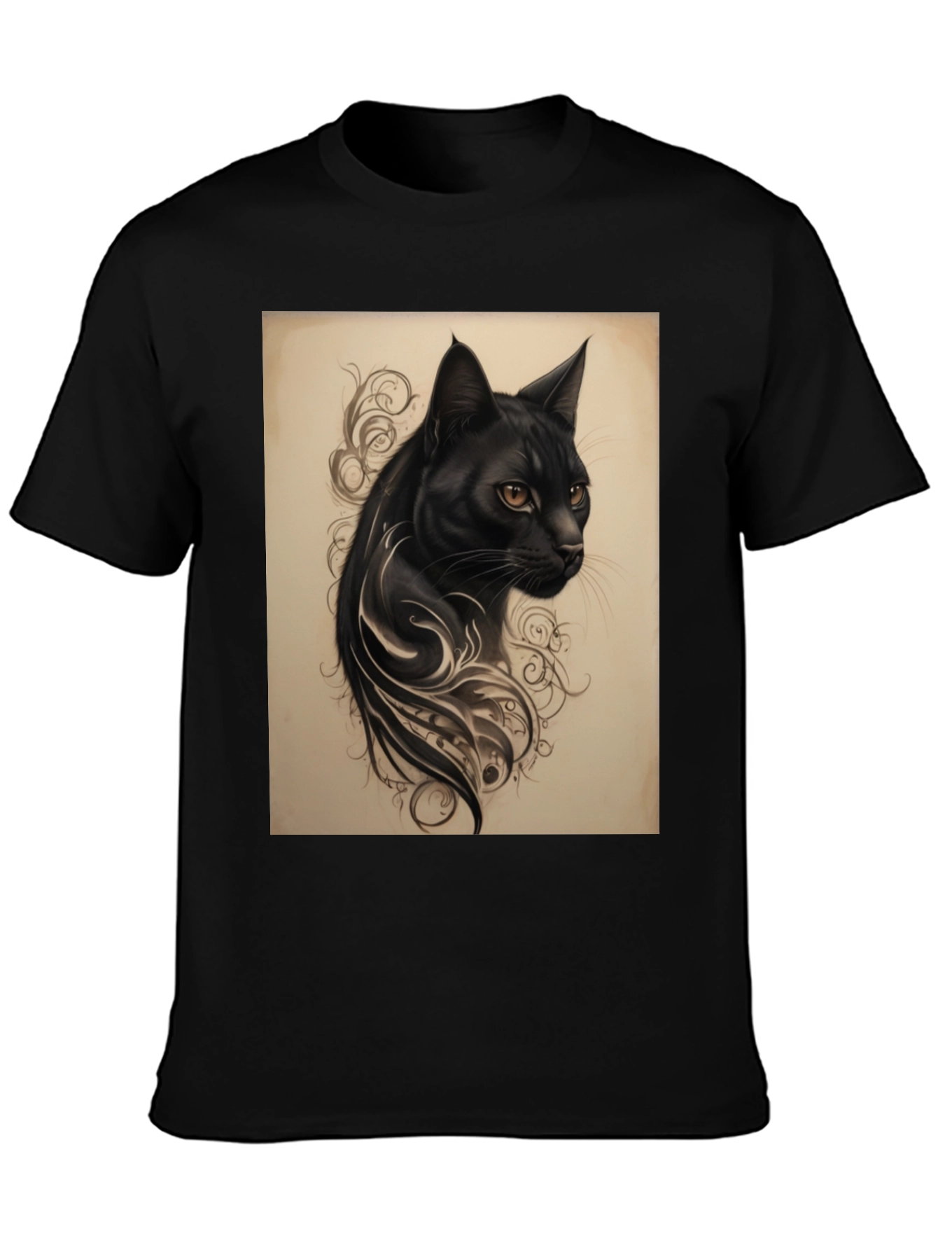 Black Cat Tattoo Graphic Tee - Mens