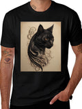 Black Cat Tattoo Graphic Tee - Mens