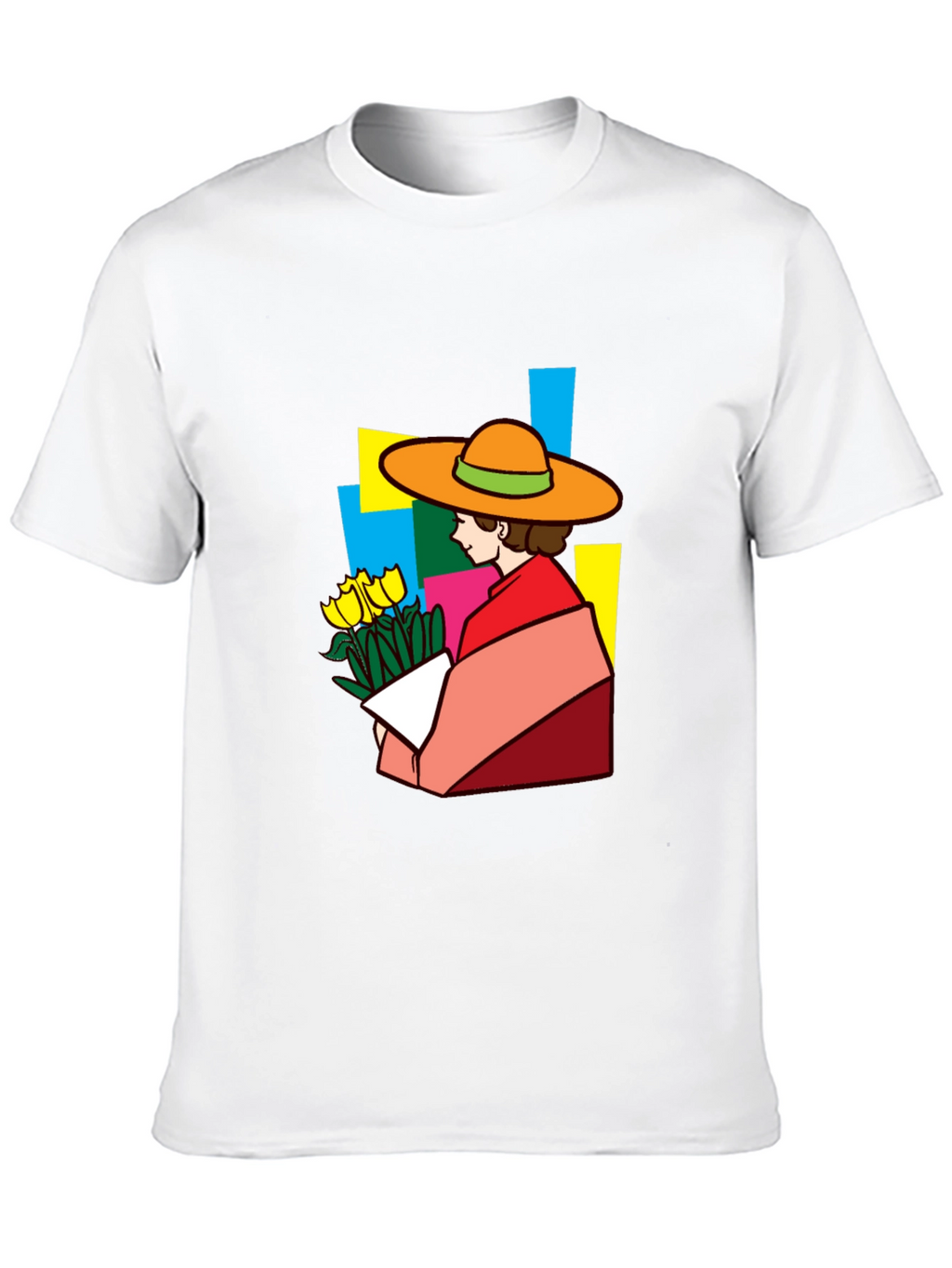 Stylish Graphic Tee - Woman with Flowers