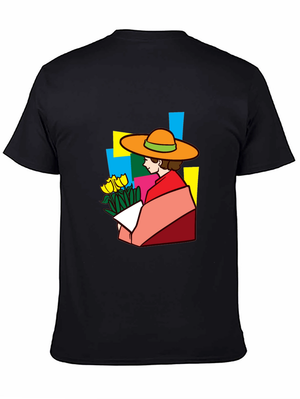 Stylish Graphic Tee - Woman with Flowers