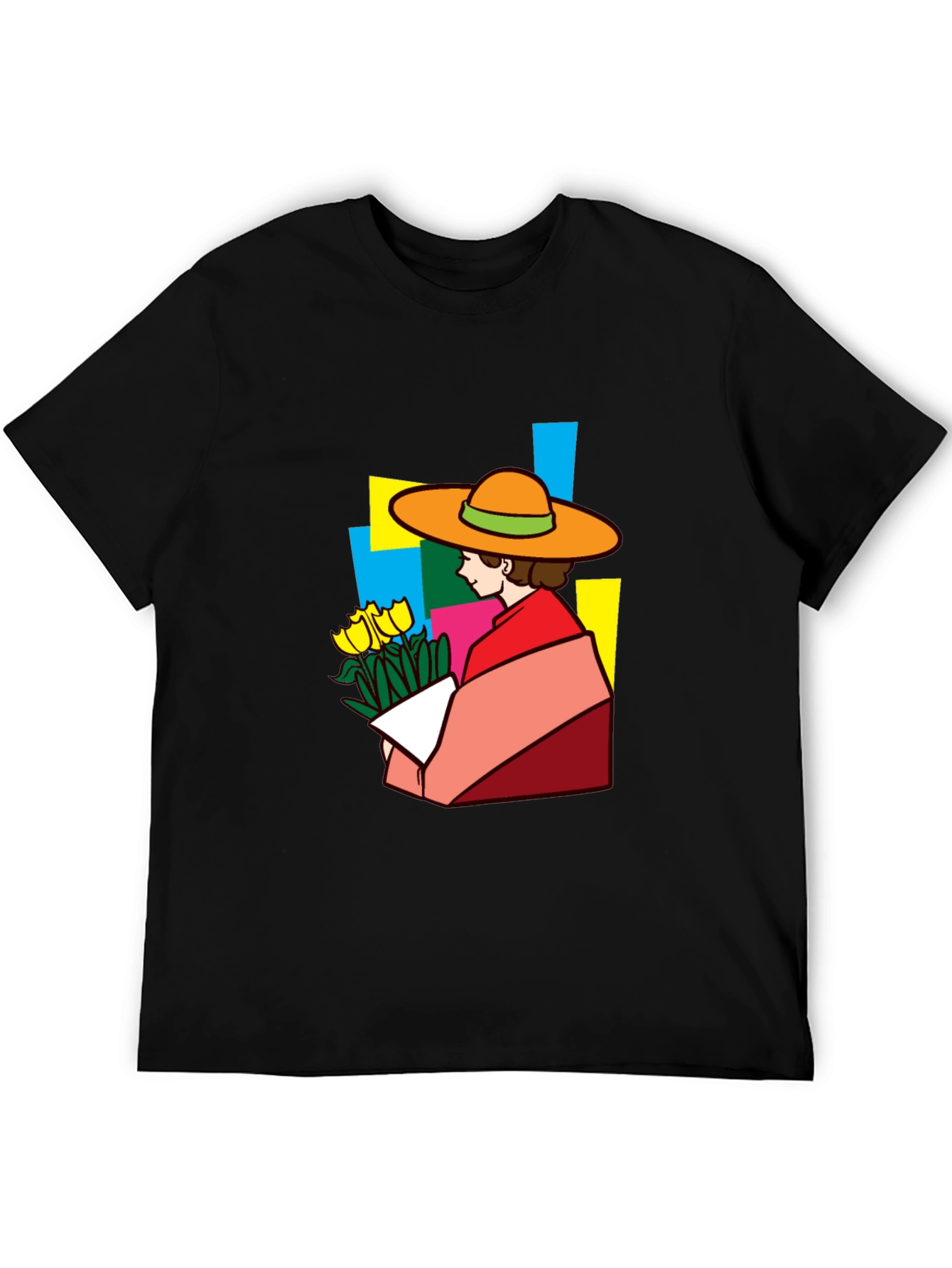 Stylish Graphic Tee - Woman with Flowers