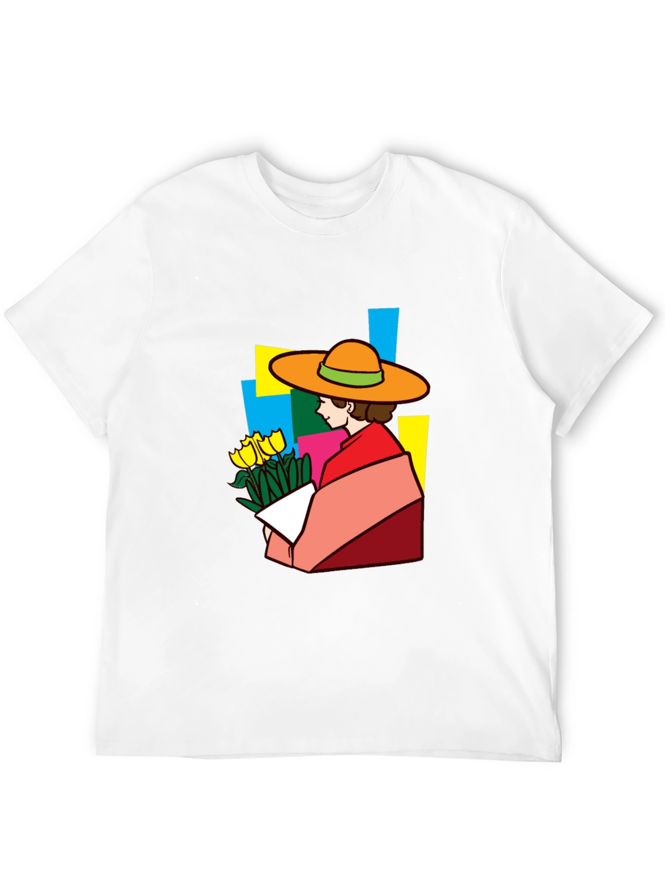Stylish Graphic Tee - Woman with Flowers