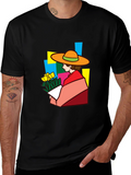 Stylish Graphic Tee - Woman with Flowers