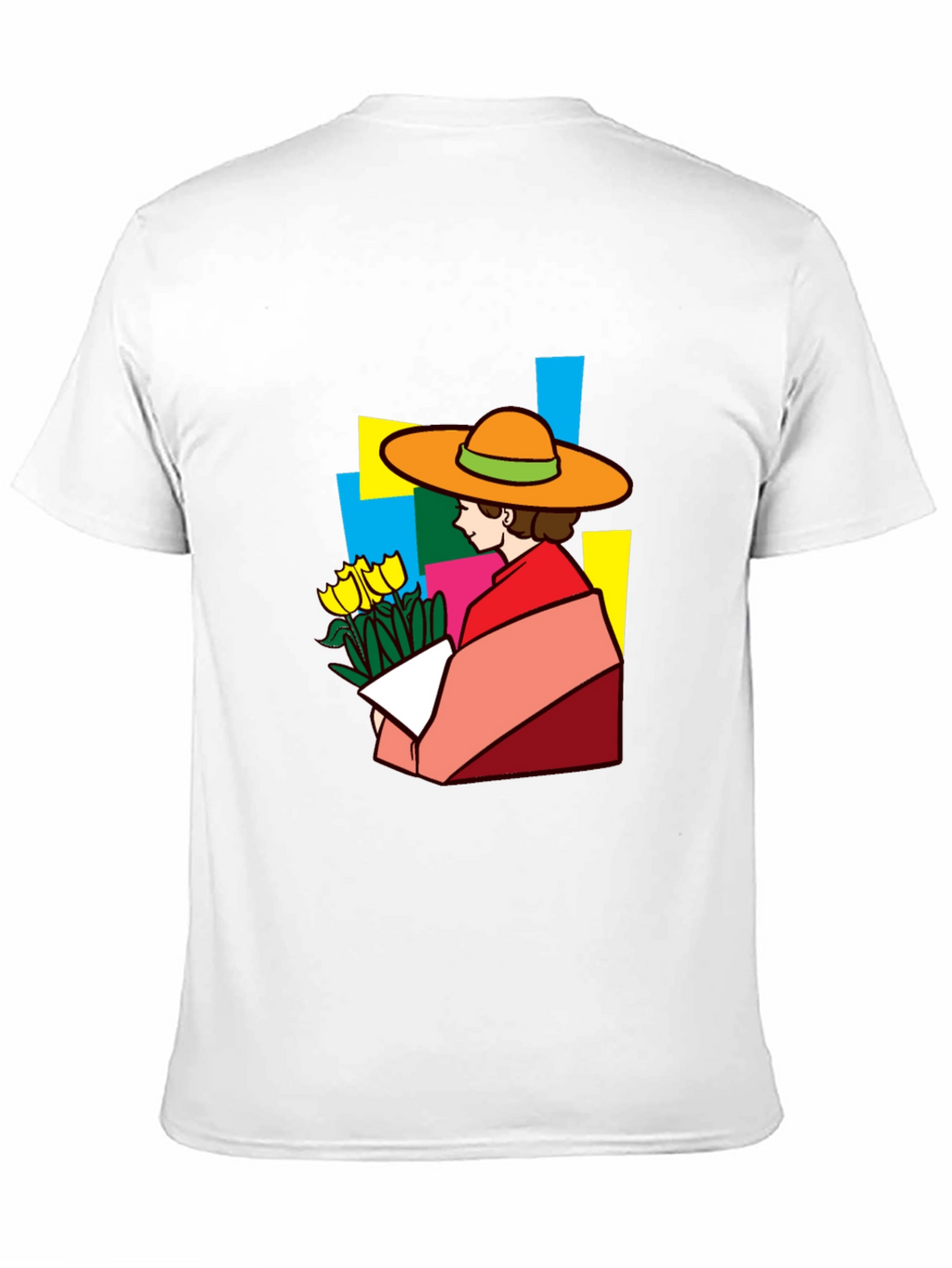 Stylish Graphic Tee - Woman with Flowers