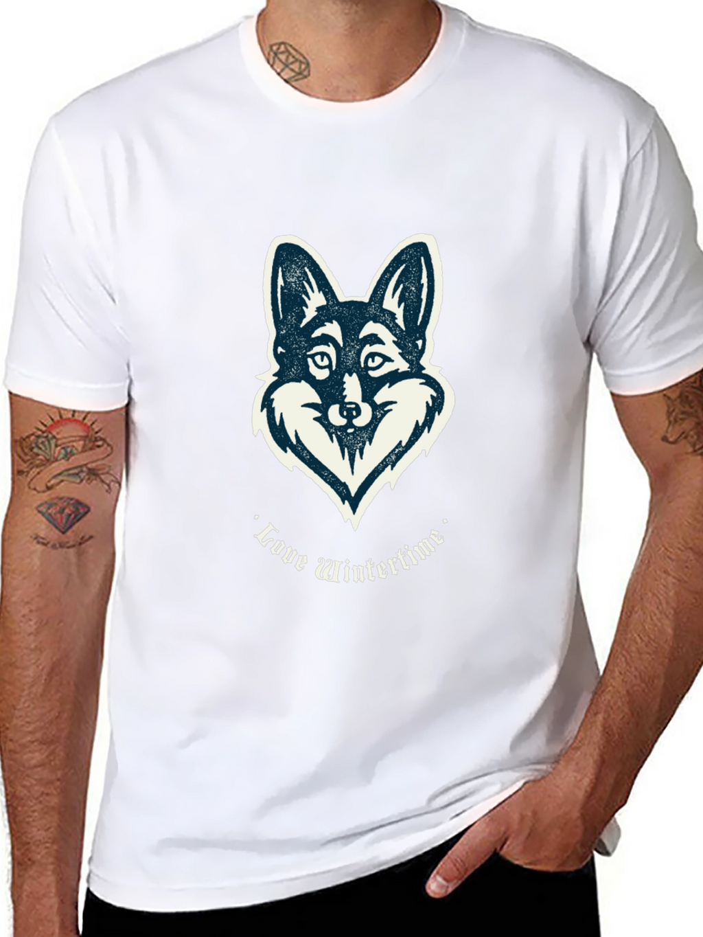Love Wintertime Fox Graphic T-Shirt - Black