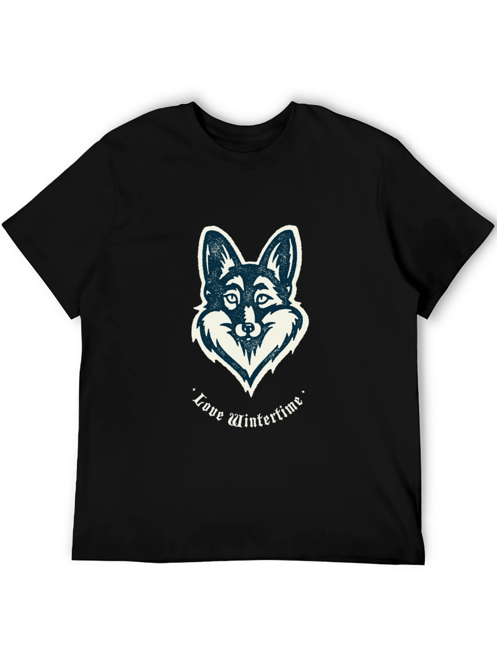 Love Wintertime Fox Graphic T-Shirt - Black