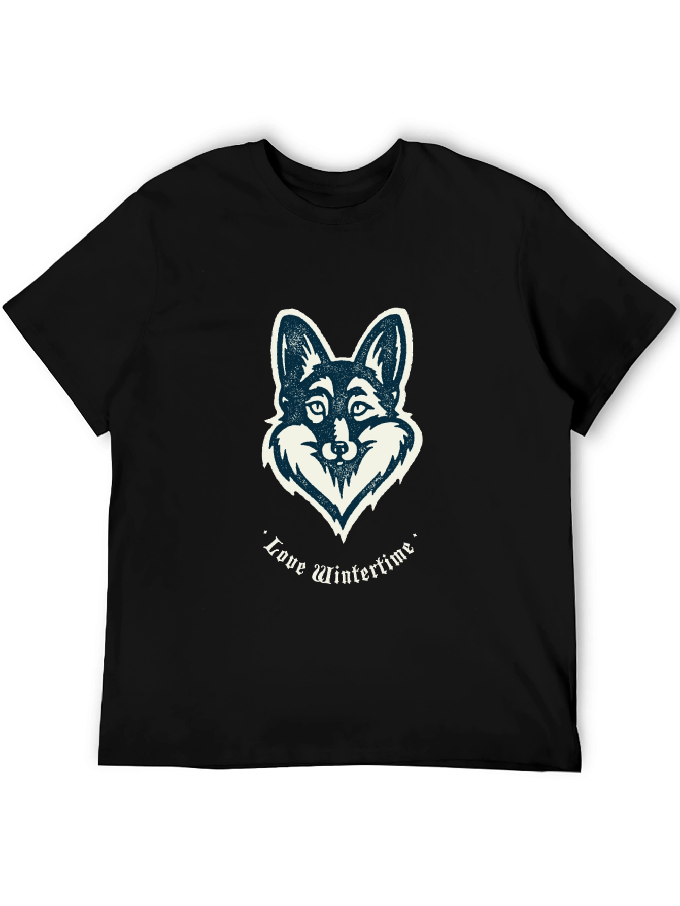 Love Wintertime Fox Graphic T-Shirt - Black