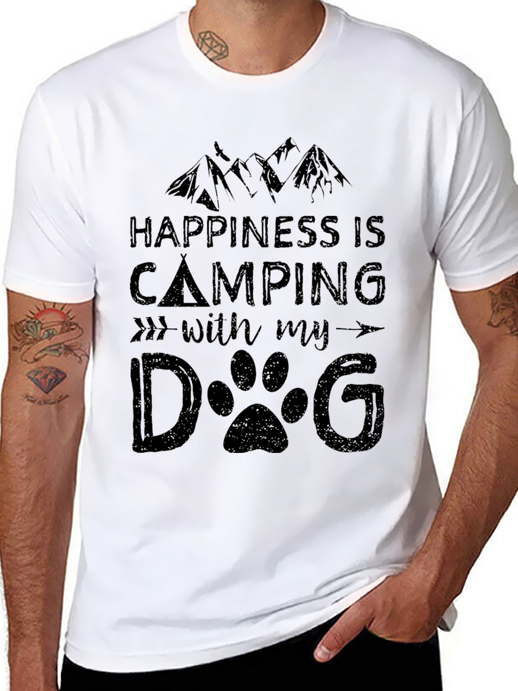 Camping with Dog Graphic T-Shirt