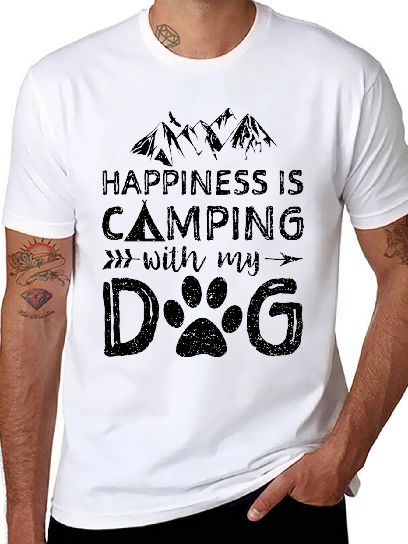 Camping with Dog Graphic T-Shirt