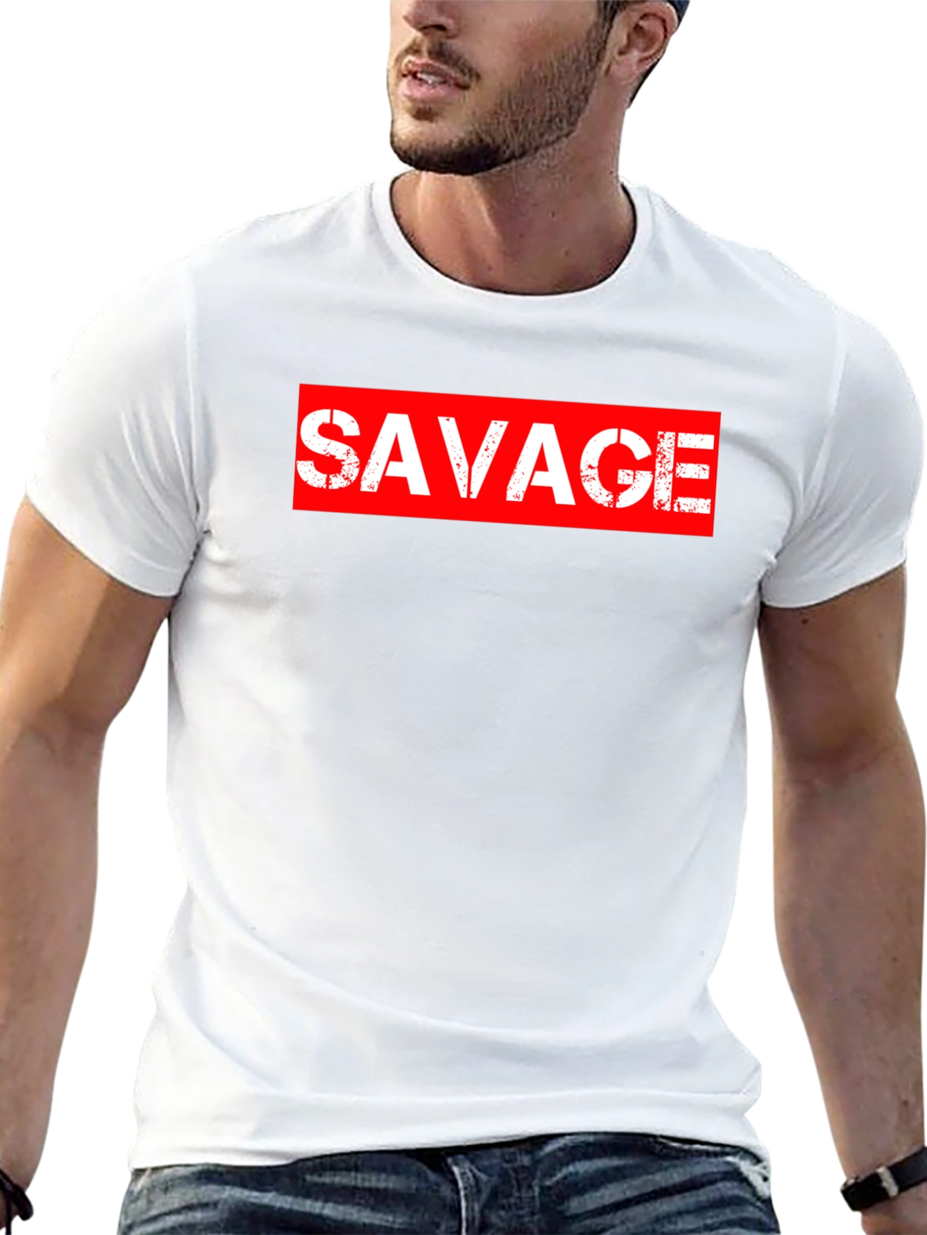 Savage Graphic Print Crewneck T-Shirt - Black