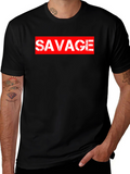 Savage Graphic Print Crewneck T-Shirt - Black