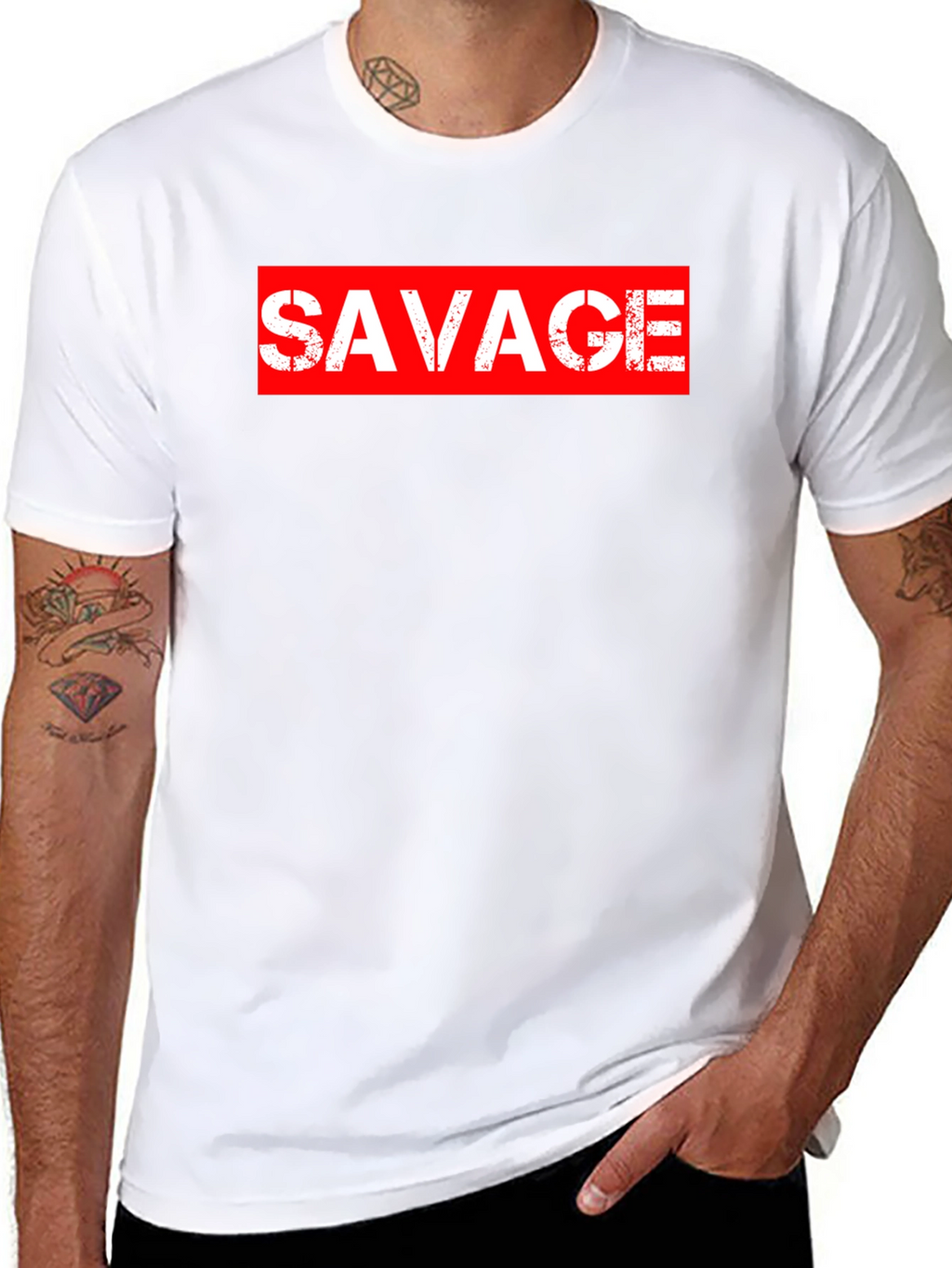 Savage Graphic Print Crewneck T-Shirt - Black