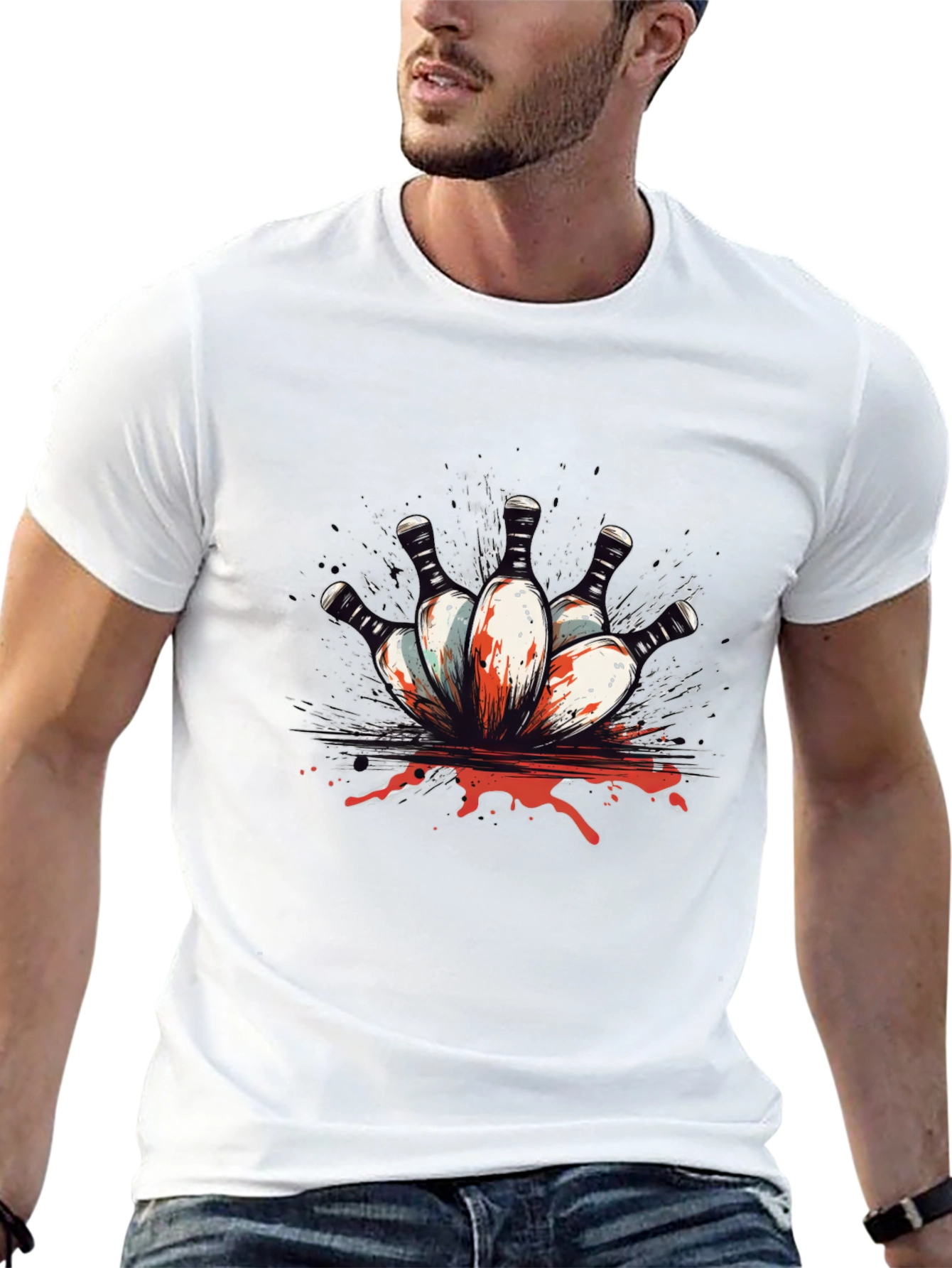 Bowling Strike Graphic Tee - Black