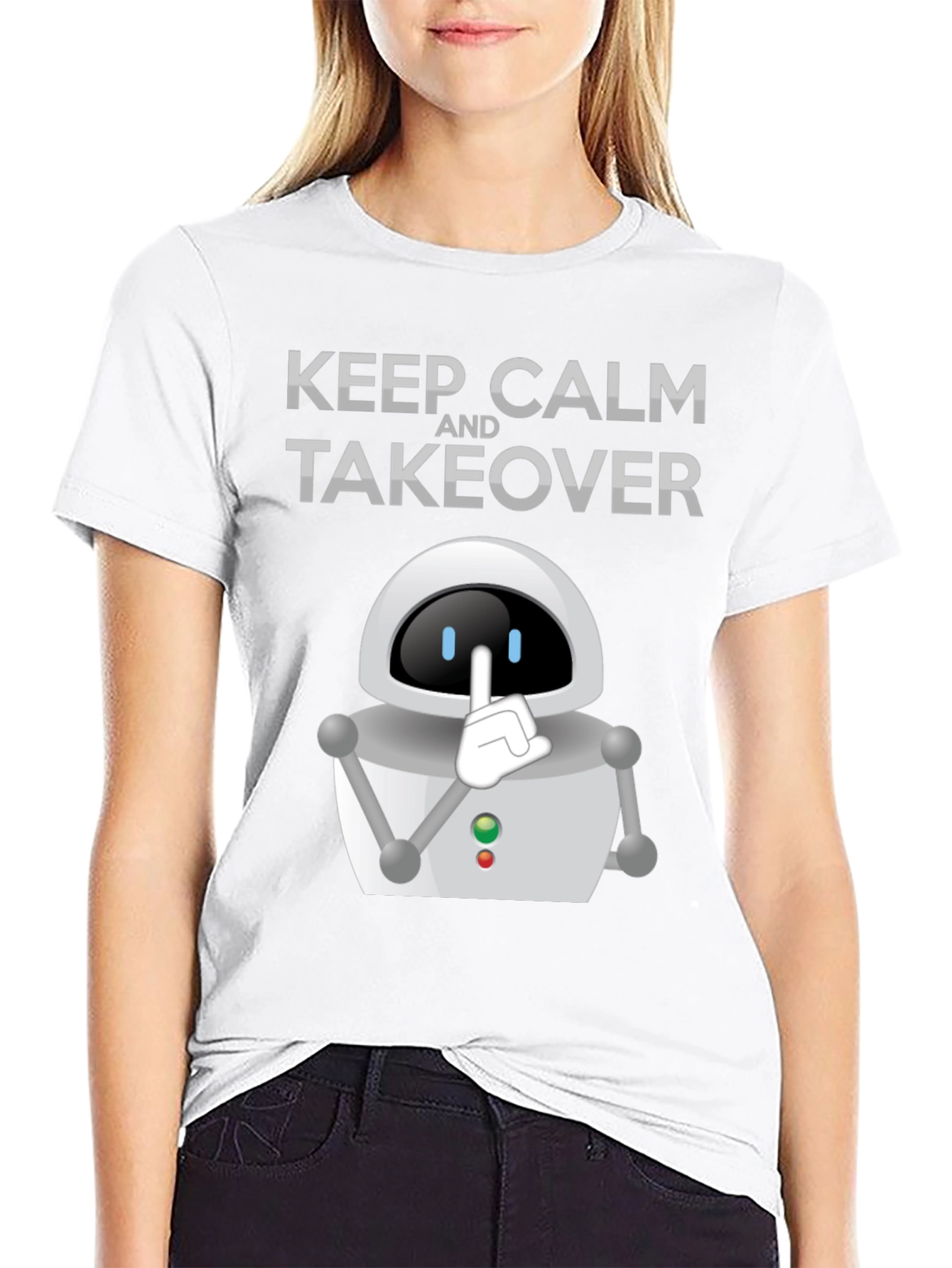 Keep Calm Robot Takeover T-Shirt - Black Graphic Tee