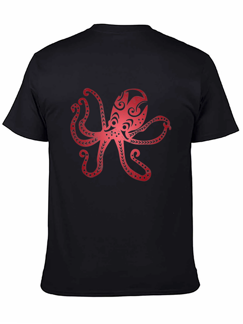 Red Octopus Graphic Black T-Shirt
