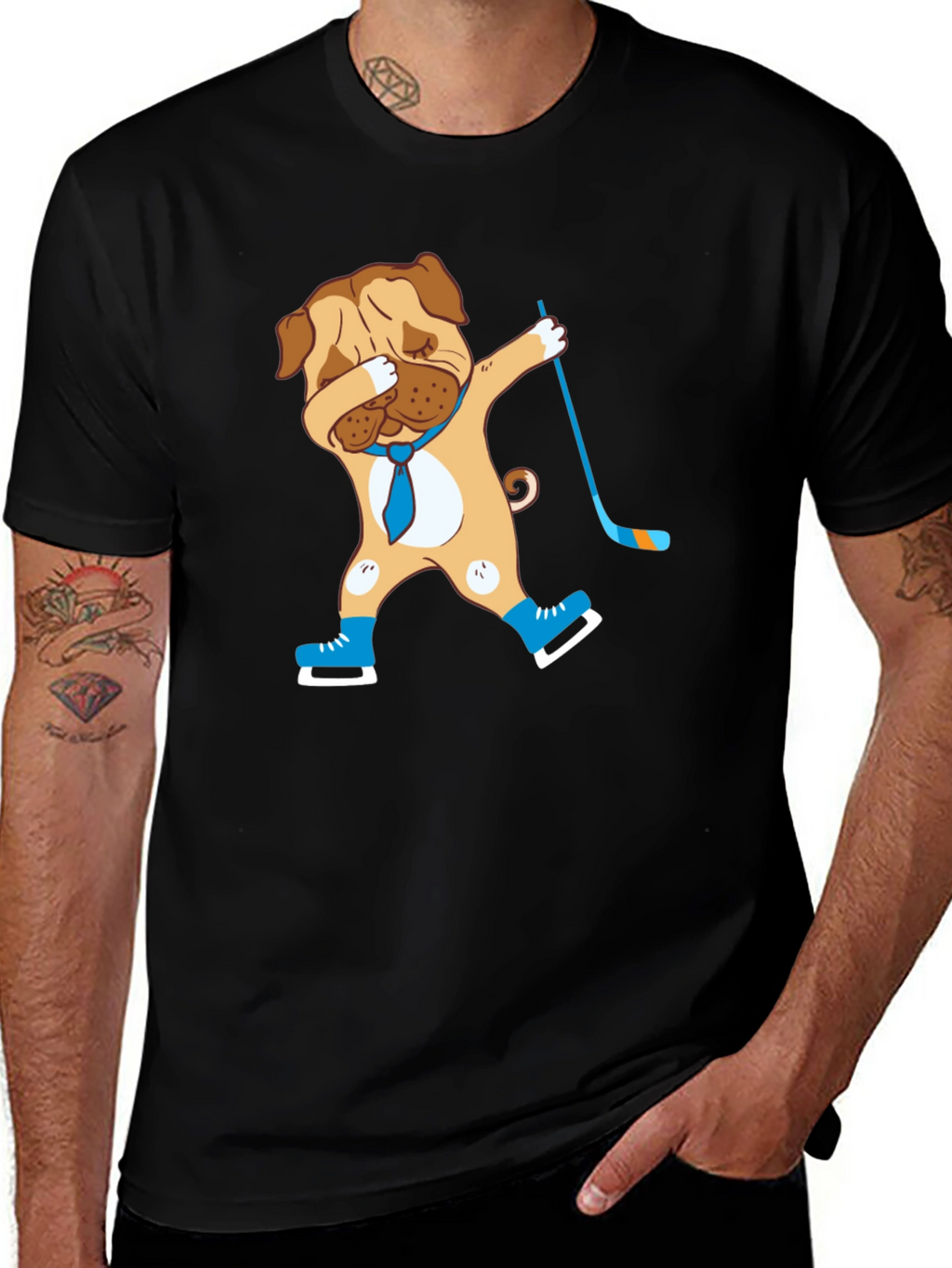 Dabbing Dog Hockey Player Graphic Tee