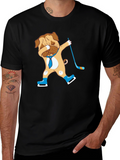 Dabbing Dog Hockey Player Graphic Tee