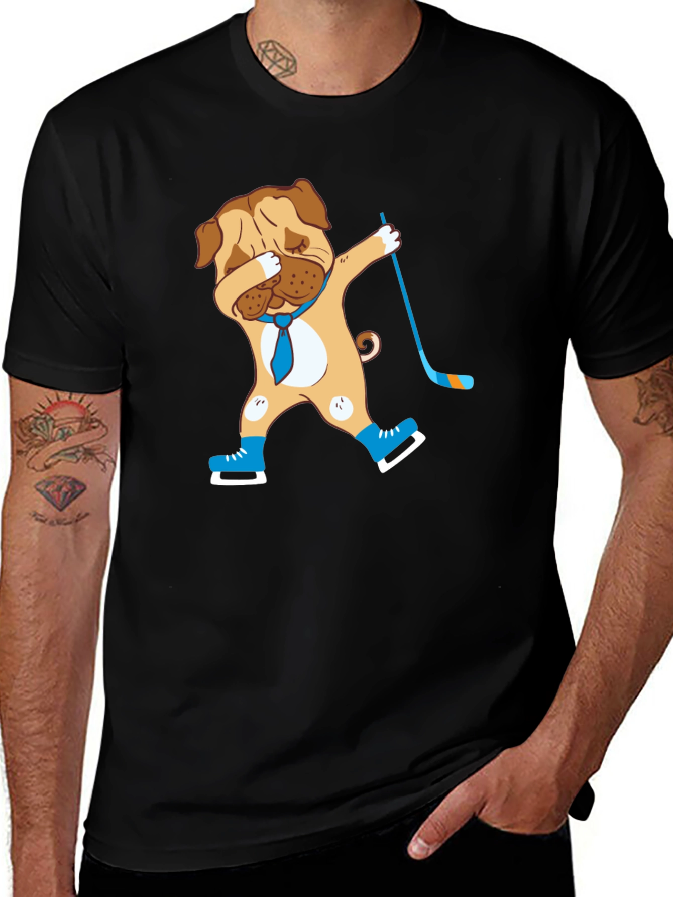 Dabbing Dog Hockey Player Graphic Tee