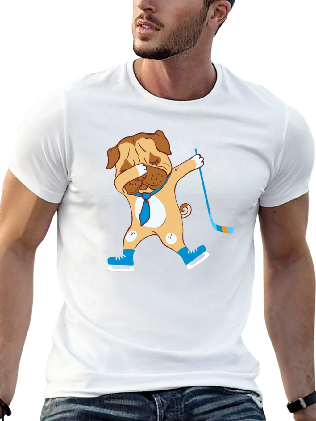 Dabbing Dog Hockey Player Graphic Tee