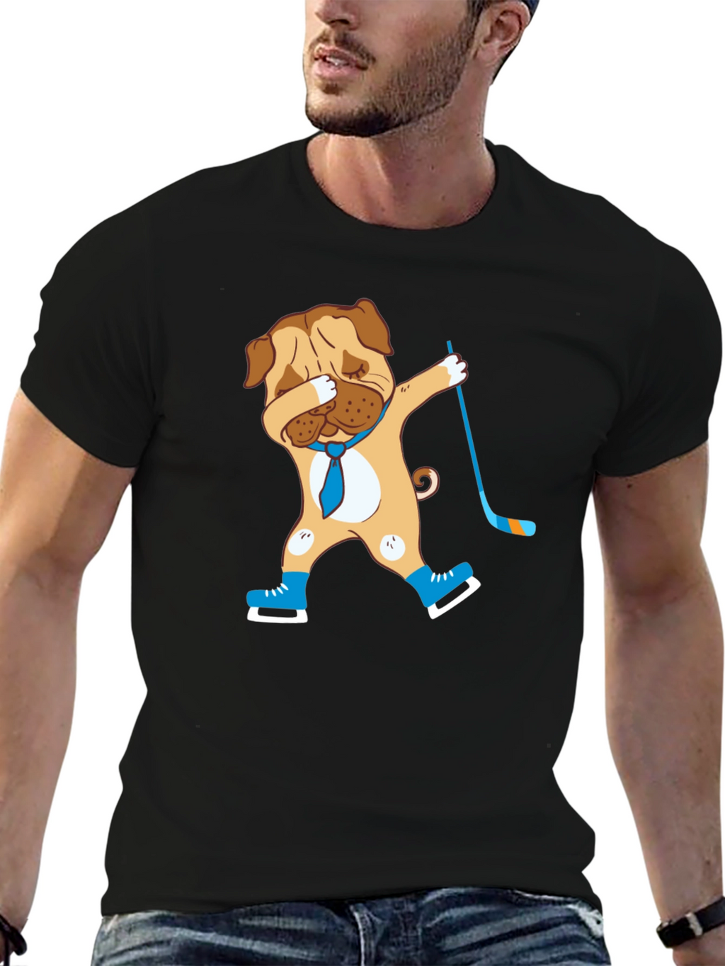 Dabbing Dog Hockey Player Graphic Tee