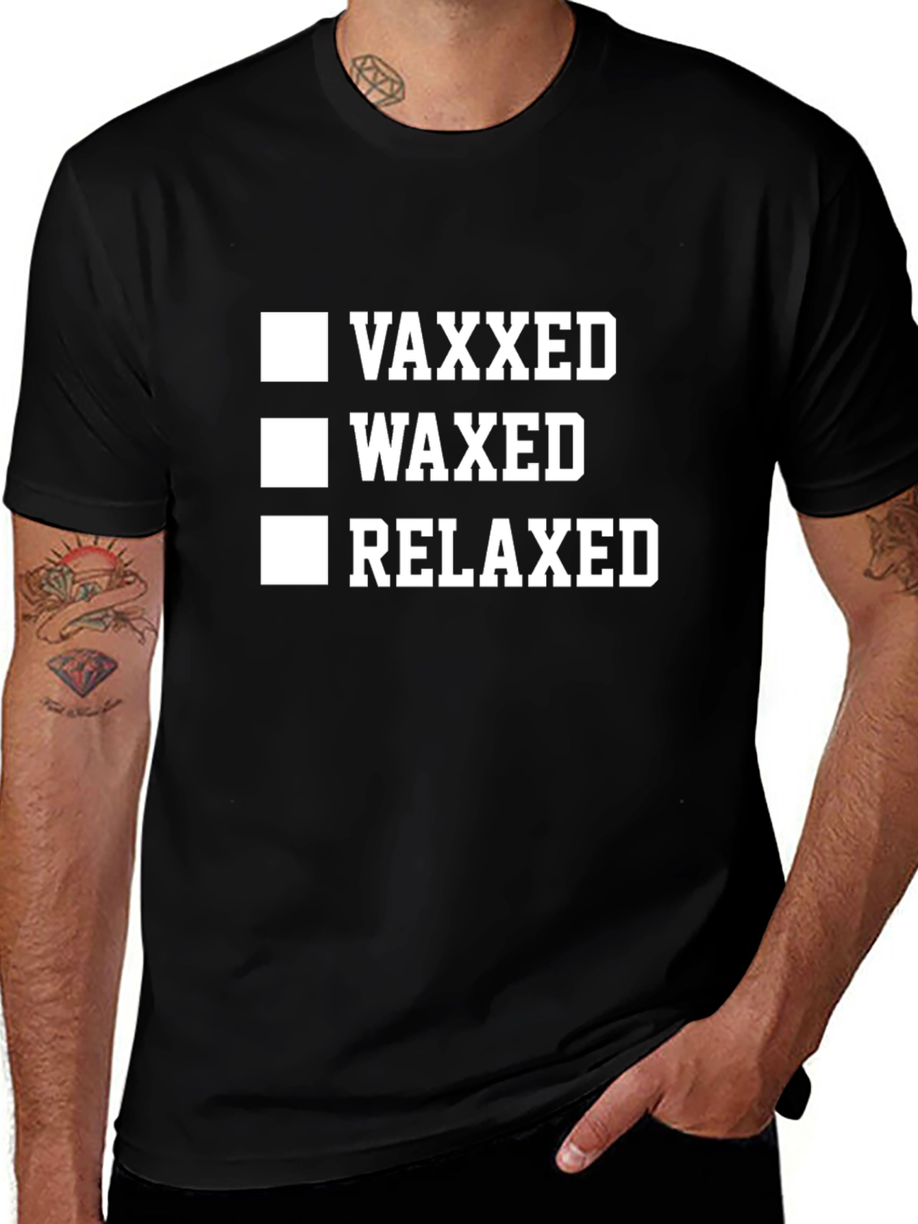 Vaxxed Waxed Relaxed Graphic Tee - Funny Novelty Shirt