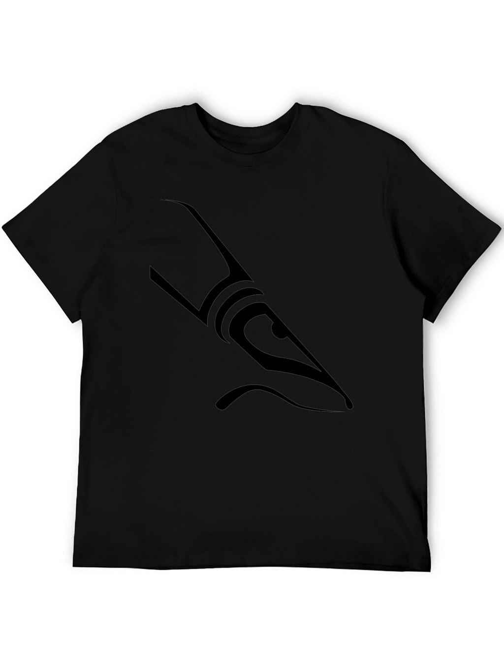 Mens Black Graphic Tee - Abstract Shark Design