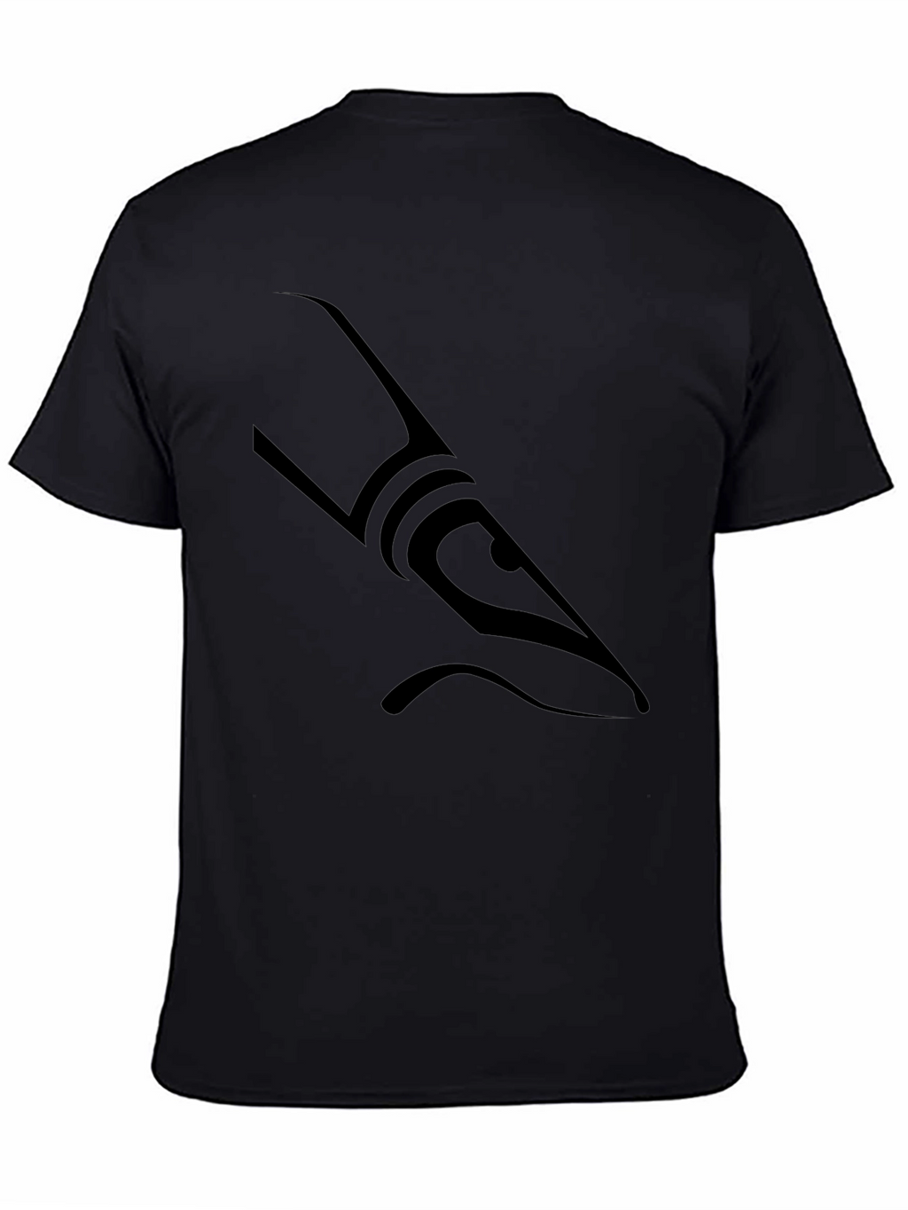 Mens Black Graphic Tee - Abstract Shark Design