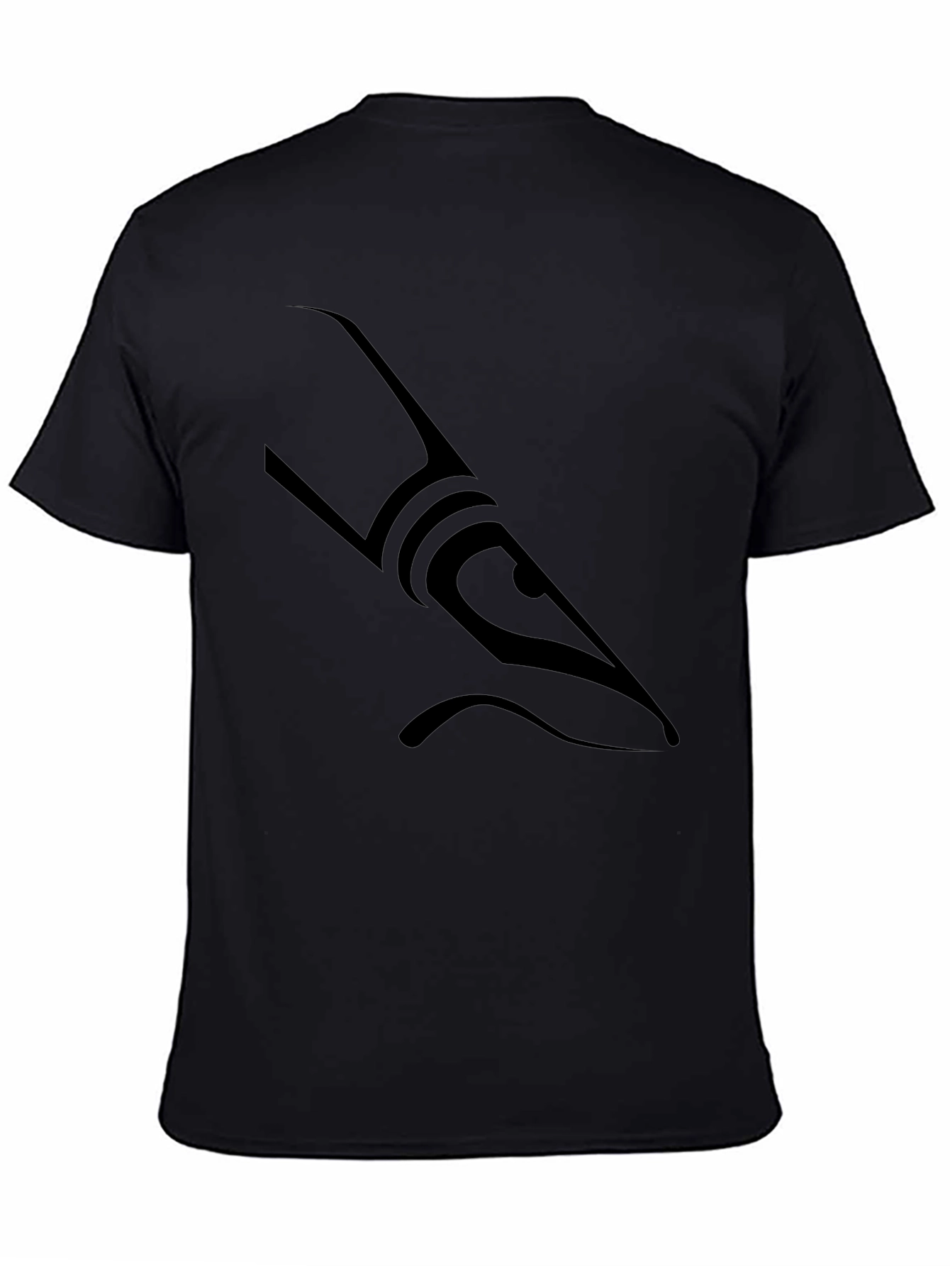 Mens Black Graphic Tee - Abstract Shark Design