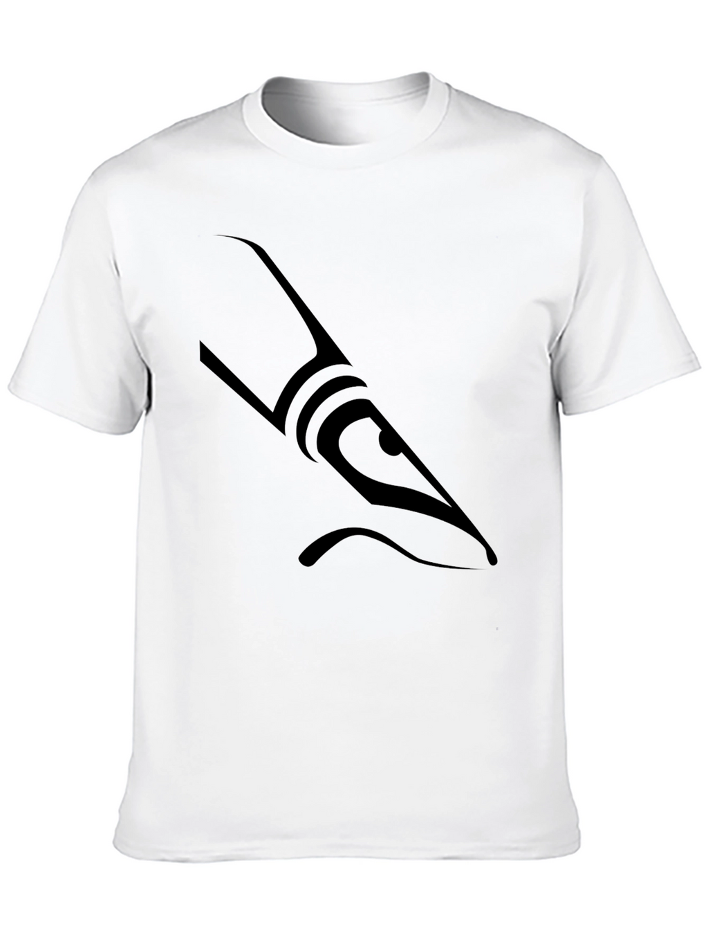 Mens Black Graphic Tee - Abstract Shark Design